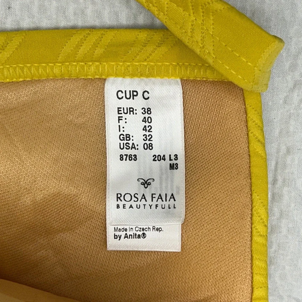 Rosa Faia by Anita Yellow Wavy Textured Halter Bikini Set Size 8 Cup C‎ 8763